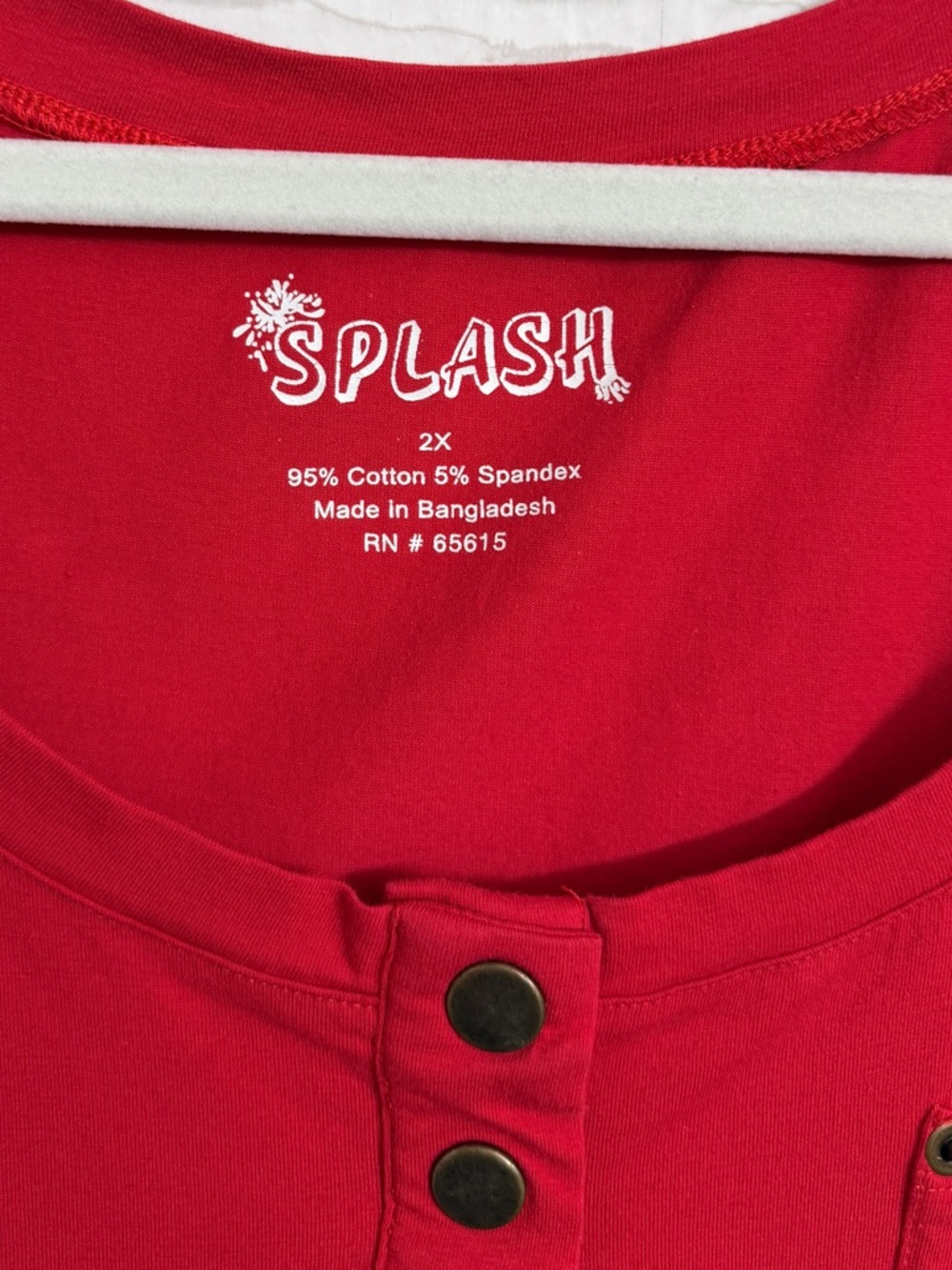 Splash Women’s Red Short Sleeve Tee Shirt. Size 2X - Picture 6 of 6